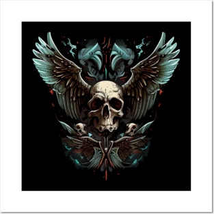 Skull with wings Posters and Art